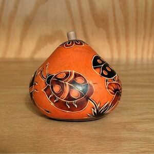 Handcrafted Gourd with Ladybug Design